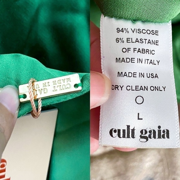 Cult Gaia Dress Dehlila Satin Silky Slinky Backless Adjustable Tie Fern L NWT - Picture 3 of 10